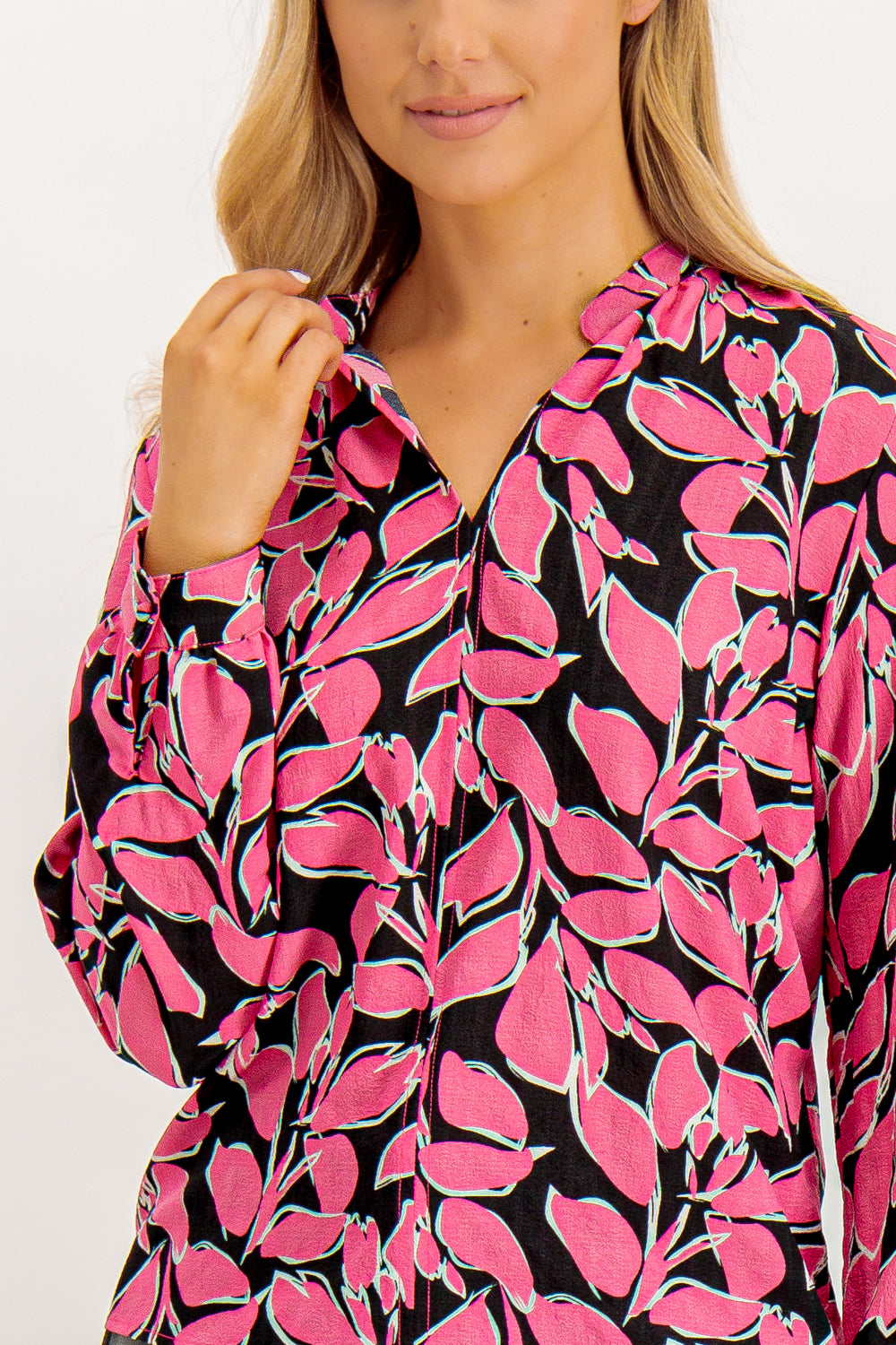 Avery Pink Leaf Blouse