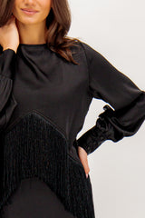 Jana Fringe Black Top