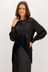 Jana Fringe Black Top