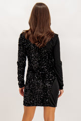 Confidence Sequin Split Black Mini Dress