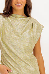 Rayna Gold Cap Sleeve Metallic Top