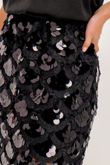 Sanni High Waisted Black Sequin Skirt