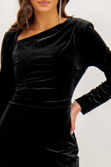 Viola Black Velvet Mini Dress