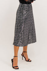 Maile Black Sequin Midi Skirt