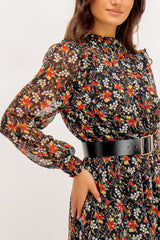 Ariana Black & Orange Floral Mini Dress