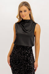 Frakka Black Funnel Neck Top