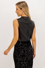 Frakka Black Funnel Neck Top