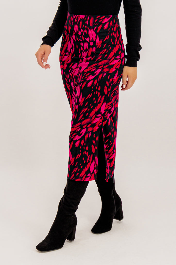Reese Pink Abstract Animal Print Skirt