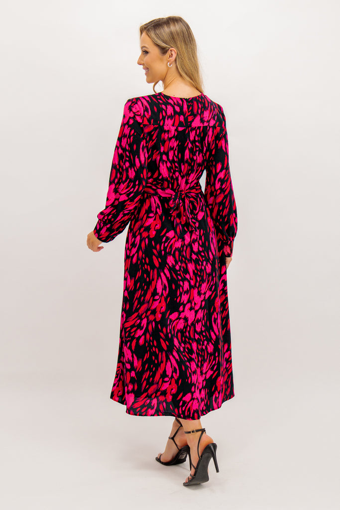 Remi Pink Animal Print Midi Dress