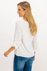 Lola White V-Neck Top