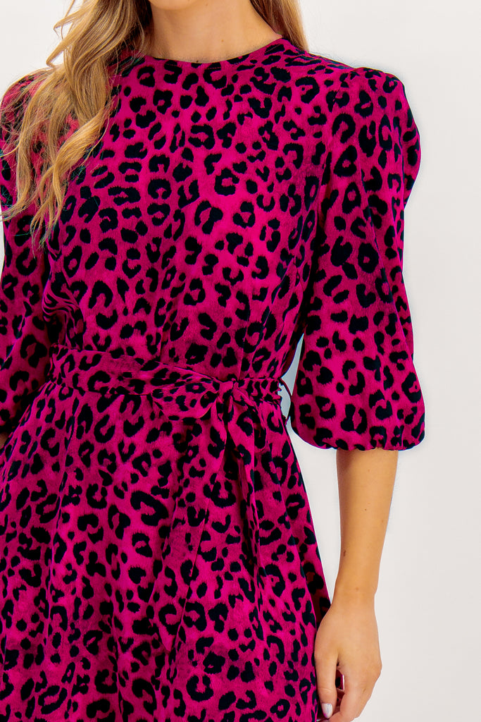 Lottie Pink & Black Animal Print Dress
