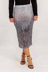Delphia High Waisted Silver Ombre Skirt