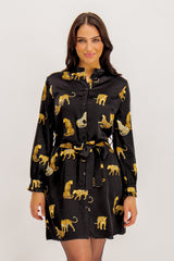 Goldi Black Leopard Short Dress