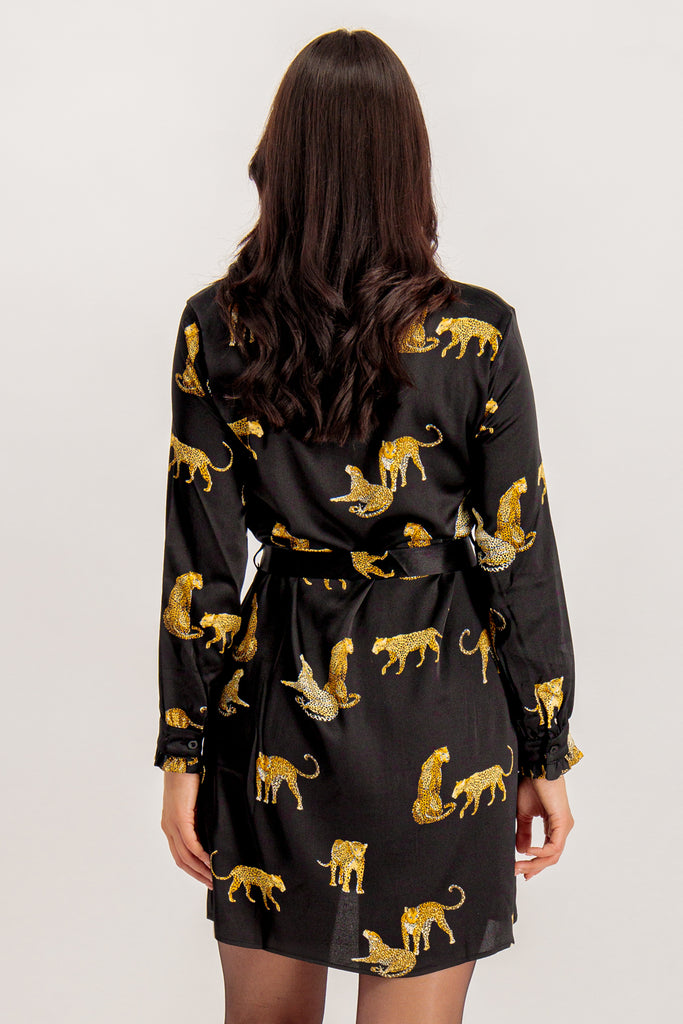 Goldi Black Leopard Short Dress