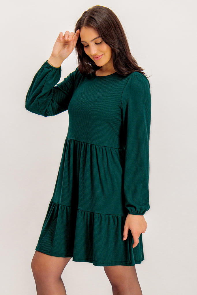 Wonda Green Short Ribbed Dress