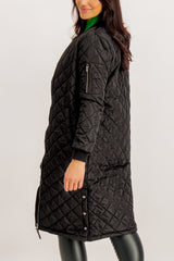 Jessica Black Long Quilted Coat