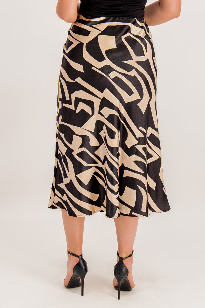 Leopard-Print Insert Lace Midi Skirt