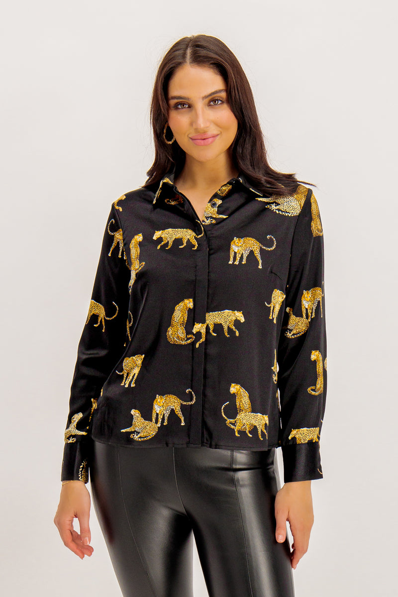 Darla Black Leopard Printed Shirt