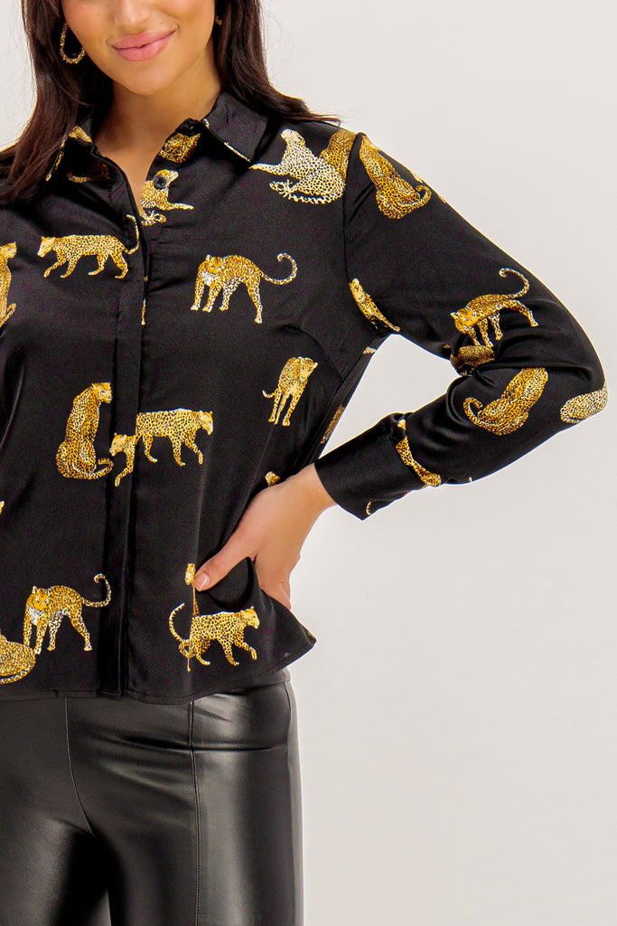 Darla Black Leopard Printed Shirt