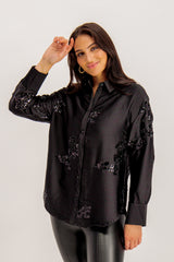 Leo Black Sequins Shirt