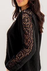 Mette Black Lace Sleeve Top