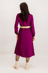 Sophia Purple Belted Midi Shirt Dress