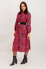 Aimee Pink Leopard Print Midi Dress