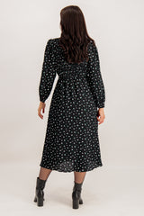 Aimee Black Floral Print Midi Dress