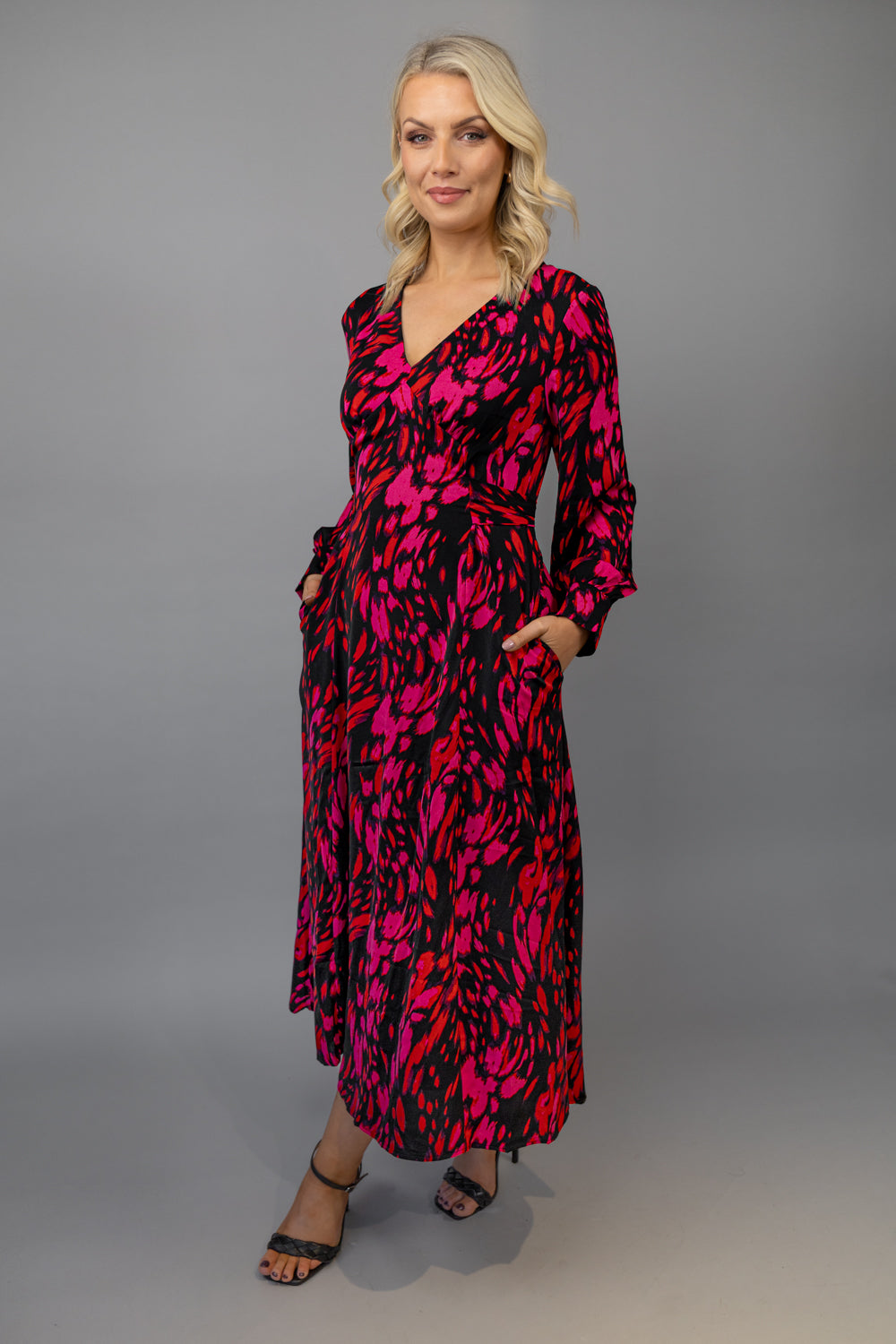 Remi Pink Animal Print Midi Dress