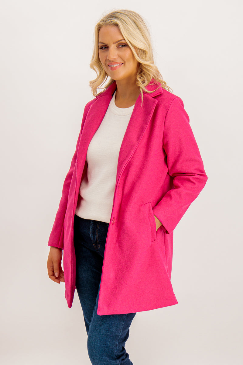 Sienna Pink Single Breasted Coat