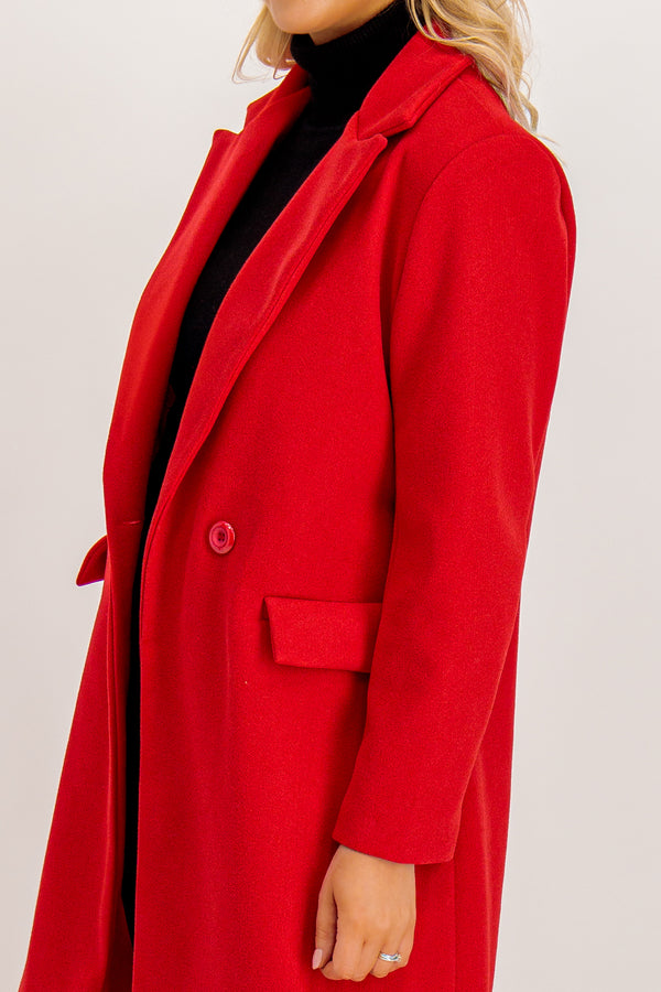 Dervla Red Double Breasted Coat