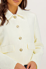 White Poli Cropped Jacket