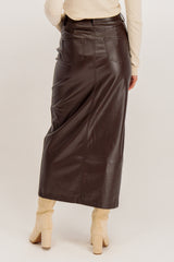 Beverly Coffe Brown Faux Leather Skirt