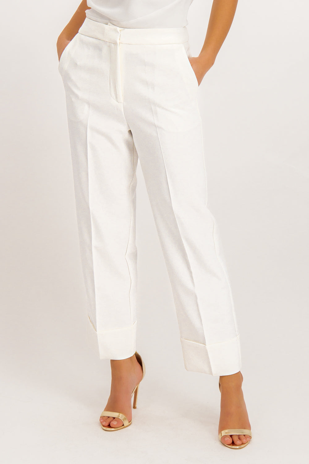 Lorna White High Waisted Suit Trousers – Born Clothing
