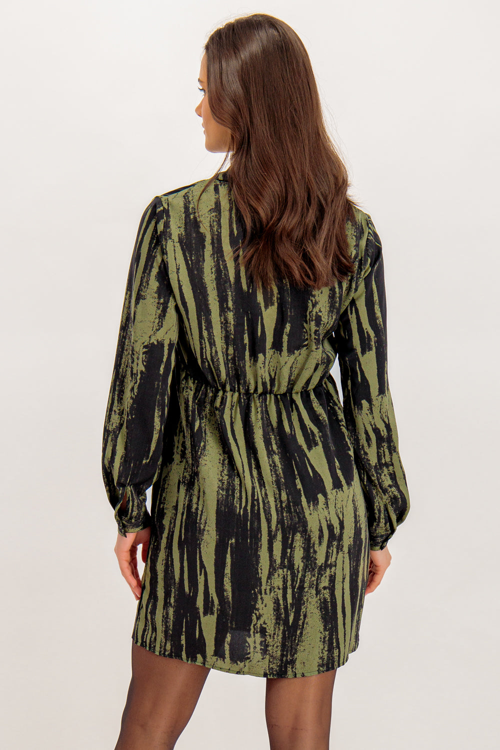 Dalina Green & Black Print Shirt Dress