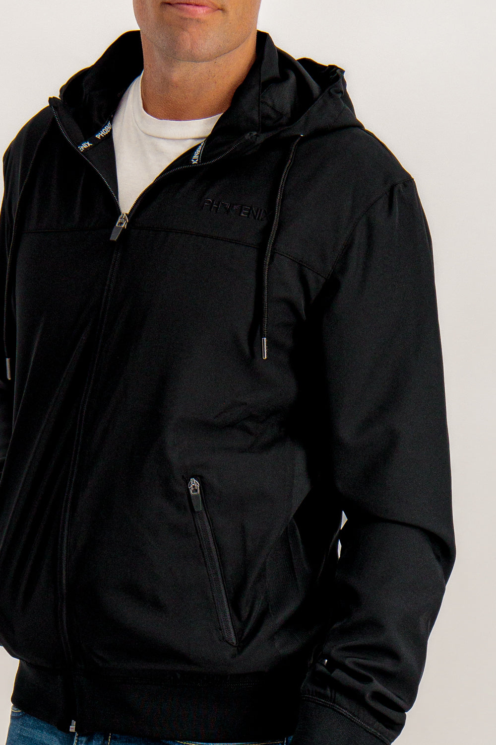 Black Zip Black Hooded Jacket