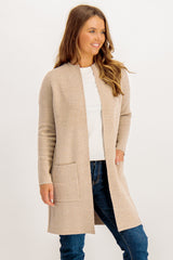 River Long Knitted Beige Cardigan