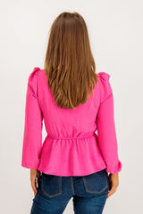 Mette Raspberry Rose Peplum Top