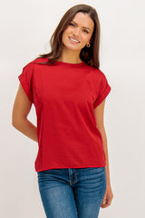 Ellette Barbados Cherry Red Satin Top