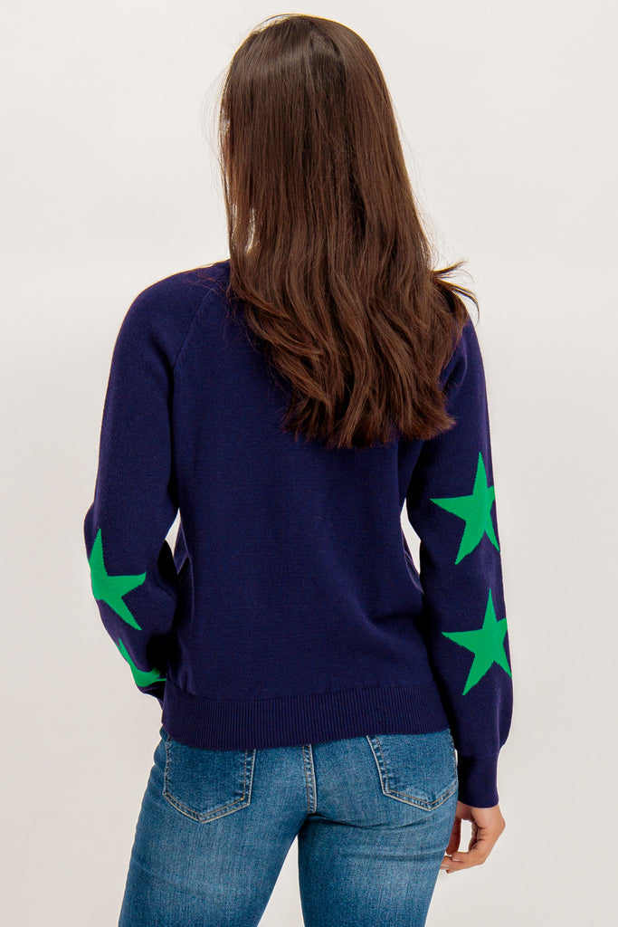 Rachel Navy & Green Star Knit