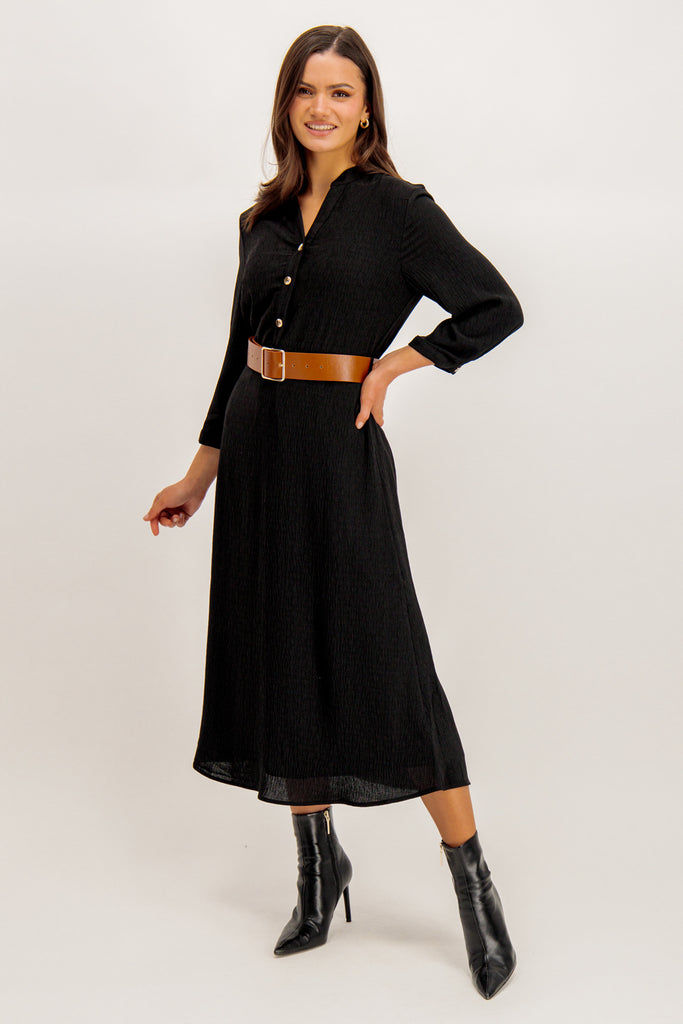 Lix Black Belted Midi Dress