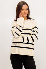 Sia O-Neck Black & White Stripe Knit