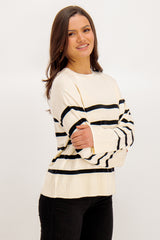 Sia O-Neck Black & White Stripe Knit