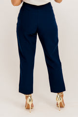 Elena Navy High Waisted Suit Trousers