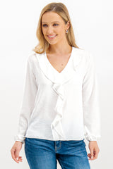 White Florence Frill Front Top
