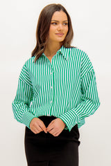 Oregon Green & White Stripe Oversized Shirt