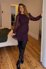 Alina Brown & Blue Polka Dot Short Dress