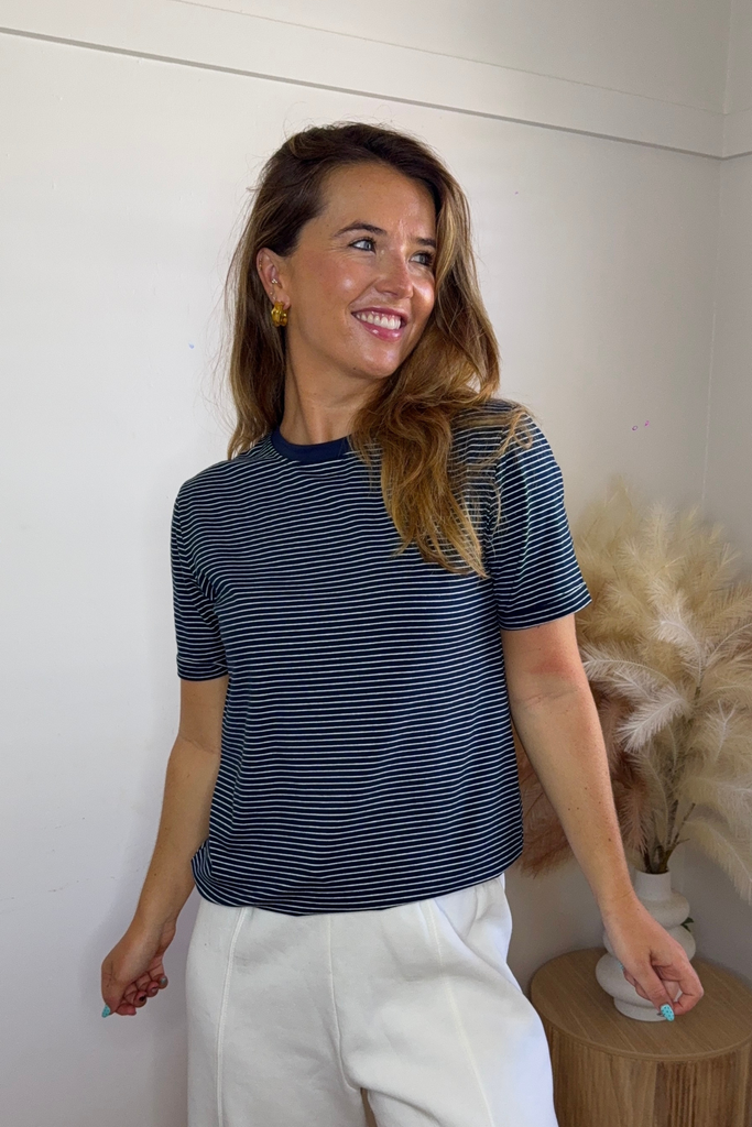 Lynn Navy & White Striped T-Shirt