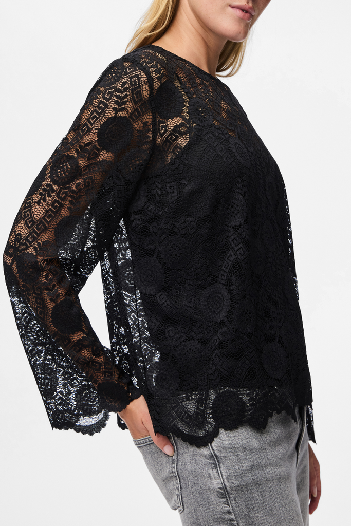 Colline Black Lace Long Sleeve Top