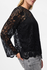 Colline Black Lace Long Sleeve Top